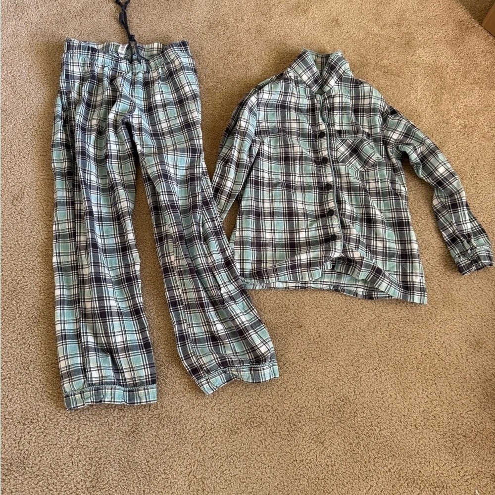 Gilligan & O'Malley Plaid Flannel 2 Piece Pajama Set-size Small